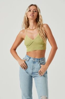 Seneca Ribbed Knit Cropped Bralette -Sun Gaia Dresses Shop ACT16875 CELERY 2 b16ba42a 4ff1 403d b4bf 722f5a83883e