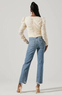 Caldwell Metallic Ruched Sweetheart Neck Top -Sun Gaia Dresses Shop ACT16906 CREAM 6