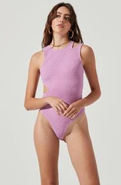 Dixon Sleeveless Cutout Crinkle Bodysuit -Sun Gaia Dresses Shop ACT16971 ELECTRICPINK 3