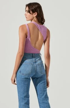 Dixon Sleeveless Cutout Crinkle Bodysuit -Sun Gaia Dresses Shop ACT16971 ELECTRICPINK 5