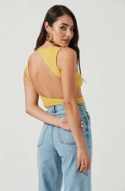 Dixon Sleeveless Cutout Crinkle Bodysuit -Sun Gaia Dresses Shop ACT16971 ELECTRICYELLOW 4