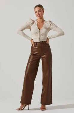 Encino Ruched Long Sleeve Top -Sun Gaia Dresses Shop ACT16978 CREAM 1