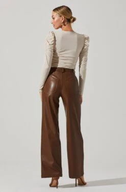 Encino Ruched Long Sleeve Top -Sun Gaia Dresses Shop ACT16978 CREAM 5