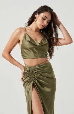 South Beach Cowl Neck Backless Crop Top