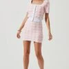 Mindy Terry Cloth Checkered Mini Skirt -Sun Gaia Dresses Shop ACT17146 PINK WHITECHECKS 0480
