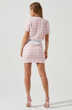 Mindy Terry Cloth Checkered Mini Skirt 12 Mindy Terry Cloth Checkered Mini Skirt -Sun Gaia Dresses Shop ACT17146 PINK WHITECHECKS 0489