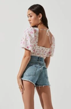 Beaumont Floral Puff Sleeve Top -Sun Gaia Dresses Shop ACT17159 WHITEPINKMULTIFLORAL 1712