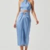 Robin Tie Waist Cutout Midi Skirt 2 Robin Tie Waist Cutout Midi Skirt -Sun Gaia Dresses Shop ACT17181 BLUE 0808