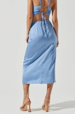 Robin Tie Waist Cutout Midi Skirt -Sun Gaia Dresses Shop ACT17181 BLUE 0825