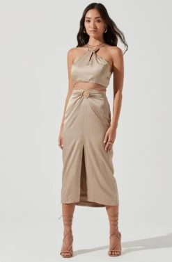 Robin Tie Waist Cutout Midi Skirt -Sun Gaia Dresses Shop ACT17181 KHAKI 1930 d8f19258 efc0 4a84 9a87 2229f336dead