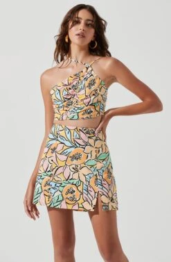 Covina Tropical Print Mini Skirt -Sun Gaia Dresses Shop ACT17209 TROPICALPAPAYA 0025