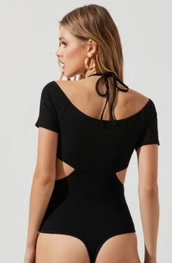 Monterey Halter Neck Cutout Bodysuit -Sun Gaia Dresses Shop ACT17210 BLACK 1239