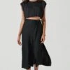 Riva Tie Waist Midi Skirt -Sun Gaia Dresses Shop ACT17218 BLACK 1127