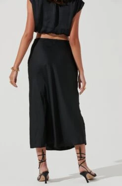 Riva Tie Waist Midi Skirt -Sun Gaia Dresses Shop ACT17218 BLACK 1154