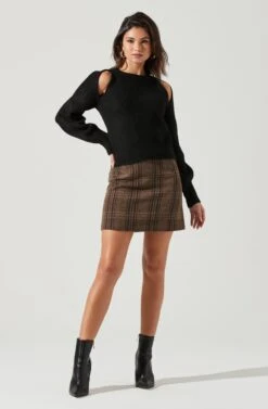 Adira Shoulder Cutout Sweater -Sun Gaia Dresses Shop ACT17301 BLACK 1531