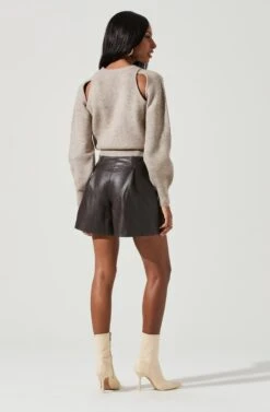 Adira Shoulder Cutout Sweater -Sun Gaia Dresses Shop ACT17301 TAUPE 1234