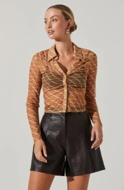 Wilma Faux Leather Shorts -Sun Gaia Dresses Shop ACT17338M MUSTARDCREAMGEO 3 422e00f6 8c21 4854 81dc 031386139c3d