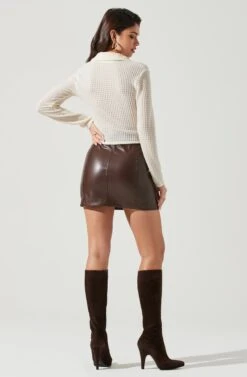 Lamora Waffle Knit Ruched Button Down Top -Sun Gaia Dresses Shop ACT17338 IVORY 1360