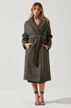 Rhodes Herringbone Tie Waist Coat 10 Rhodes Herringbone Tie Waist Coat -Sun Gaia Dresses Shop ACT17355B BLACKBROWNMULTI 2