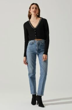 Melissa Pearl Embellished Cardigan Sweater -Sun Gaia Dresses Shop ACT17475P BLACK 1