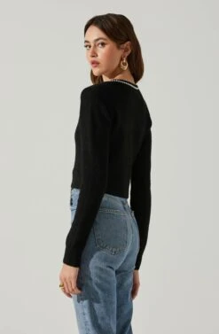 Melissa Pearl Embellished Cardigan Sweater -Sun Gaia Dresses Shop ACT17475P BLACK 5