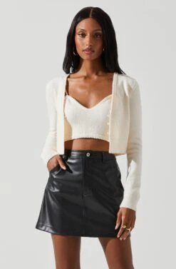 Melissa Pearl Embellished Cardigan Sweater -Sun Gaia Dresses Shop ACT17475P CREAM 2