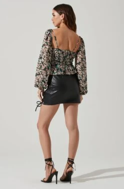 Prudence Floral Peplum Top -Sun Gaia Dresses Shop ACT17486 BLACKGOLDMULTI 4