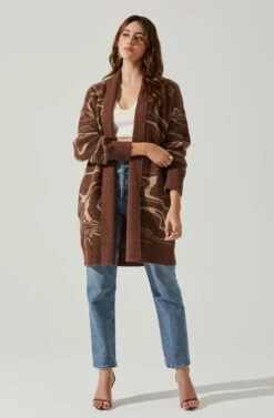 Vada Abstract Swirl Oversized Sweater -Sun Gaia Dresses Shop ACT17580SH BROWNSWIRL 2