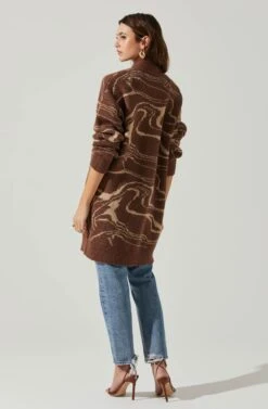Vada Abstract Swirl Oversized Sweater -Sun Gaia Dresses Shop ACT17580SH BROWNSWIRL 6