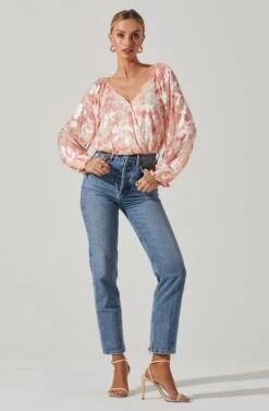 Kamari Floral Burnout Long Sleeve Top 9 Kamari Floral Burnout Long Sleeve Top -Sun Gaia Dresses Shop ACT17601 PINKBURNOUT 1