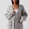 Charli Cable Knit Oversized Cardigan Sweater -Sun Gaia Dresses Shop ACT17626 GRAY 3