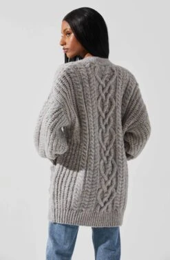 Charli Cable Knit Oversized Cardigan Sweater -Sun Gaia Dresses Shop ACT17626 GRAY 6