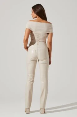 Cornelia Ruched Off Shoulder Bodysuit -Sun Gaia Dresses Shop ACT17694 CREAM 1 6