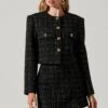 Covina Tweed Cropped Jacket -Sun Gaia Dresses Shop ACT17710T BLACKPLAID 1570 431