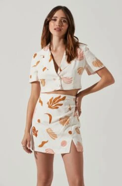 Kiria Cropped Jacket 10 Kiria Cropped Jacket -Sun Gaia Dresses Shop ACT17762P BROWNPINKCREAM 3