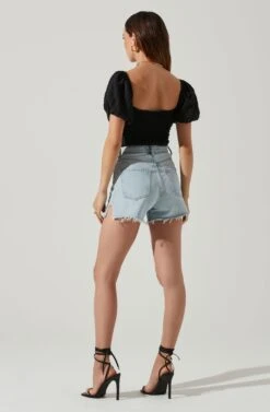 Amadia Puff Sleeve Crop Top -Sun Gaia Dresses Shop ACT17781 BLACK 5