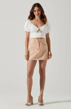 Amadia Puff Sleeve Crop Top -Sun Gaia Dresses Shop ACT17781 WHITE 1