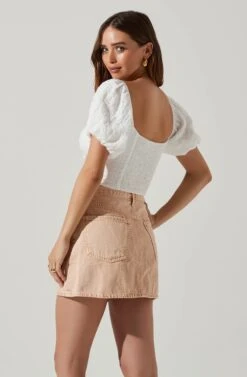 Amadia Puff Sleeve Crop Top -Sun Gaia Dresses Shop ACT17781 WHITE 4