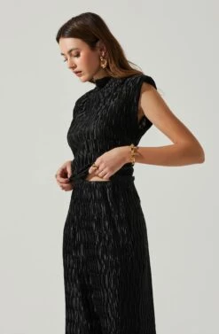 Jorja Textured Sleeveless Top -Sun Gaia Dresses Shop ACT17819 BLACK 4