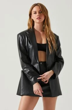 Ezra Faux Leather Oversized Blazer