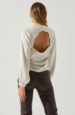 Veronica Satin Cutout Top 19 Veronica Satin Cutout Top -Sun Gaia Dresses Shop ACT17833S CHAMPAGNE 5