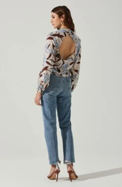 Veronica Floral Cutout Top -Sun Gaia Dresses Shop ACT17833 BLUEFLORAL 6