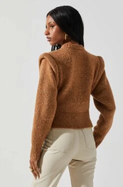 Luciana Shoulder Detail Sweater -Sun Gaia Dresses Shop ACT17841 CAMEL 5