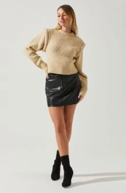 Luciana Shoulder Detail Sweater -Sun Gaia Dresses Shop ACT17841 TAUPE 2