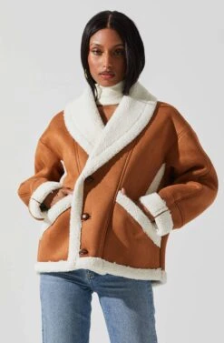 Pippa Faux Shearling Jacket 10 Pippa Faux Shearling Jacket -Sun Gaia Dresses Shop ACT17851 CAMEL 3