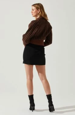Ruby Houndstooth Cardigan -Sun Gaia Dresses Shop ACT17863 DARKBROWNBLACK 5