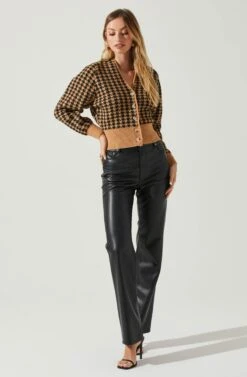 Ruby Houndstooth Cardigan -Sun Gaia Dresses Shop ACT17863 TAUPEBLACK 2