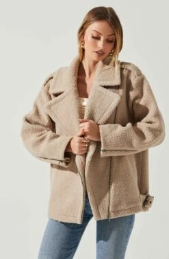 Layne Oversized Moto Jacket 10 Layne Oversized Moto Jacket -Sun Gaia Dresses Shop ACT17865 TAUPE 3