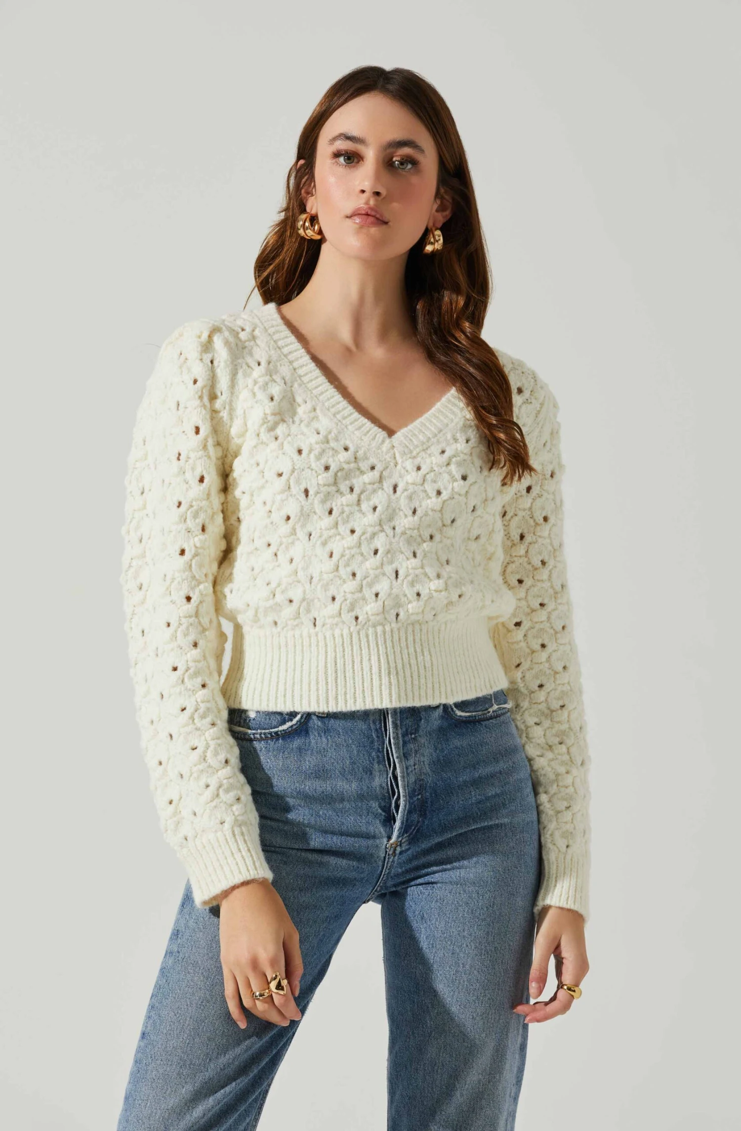 Bianca V Neck Pointelle Sweater 3 Bianca V Neck Pointelle Sweater