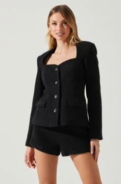 Rivka Fitted Sweetheart Blazer -Sun Gaia Dresses Shop ACT17872 BLACK 4